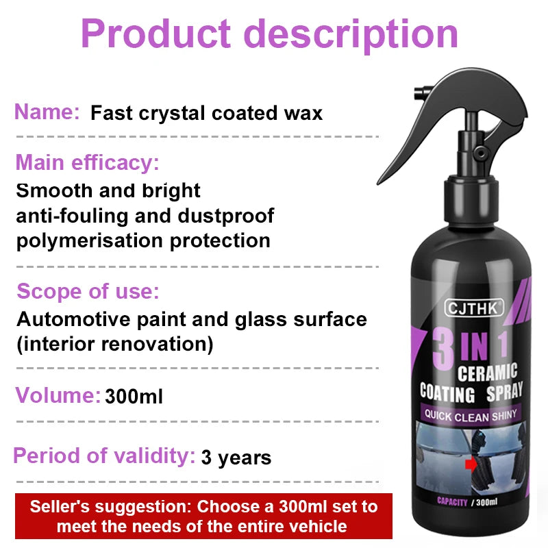 Car Ceramic Nano Coating Liquid - Hydrophobic Paint Sealant for All Surfaces