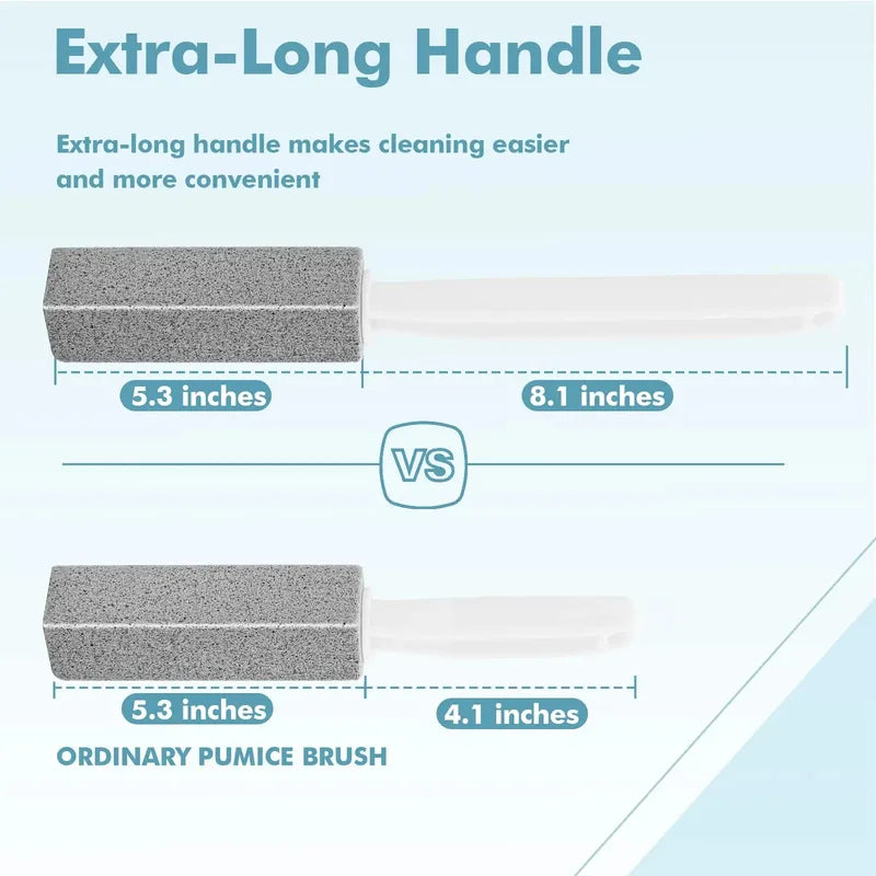Pumice Stone for Toilet Cleaning with Long Handle - Hard Water Stain Remover