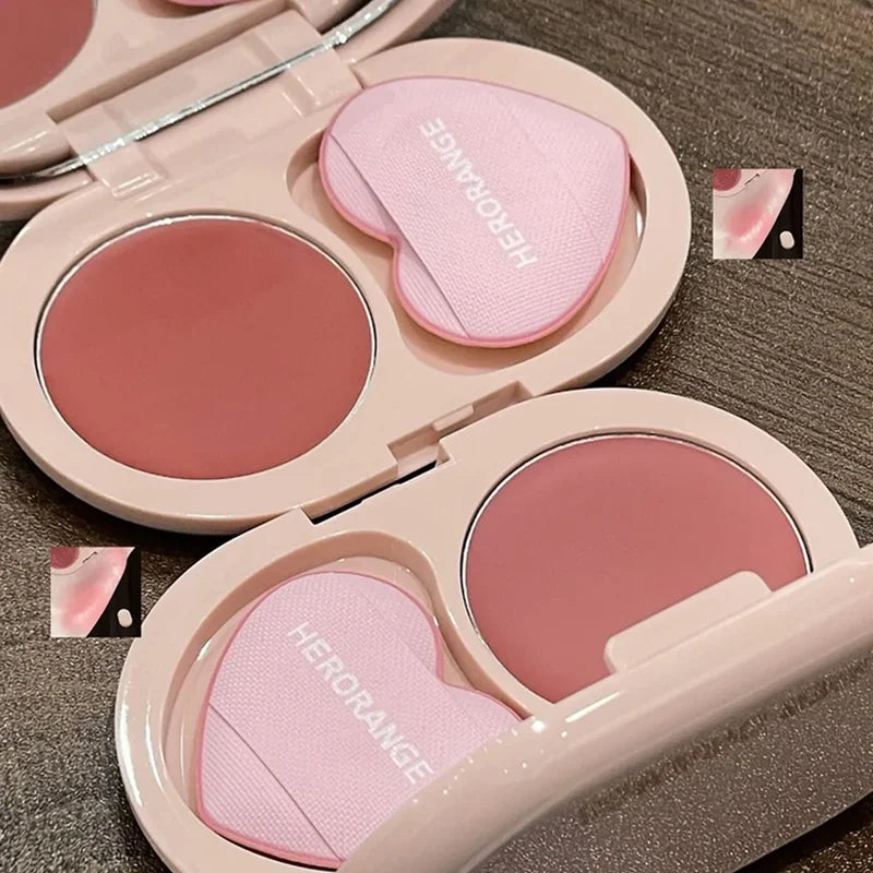 2-in-1 Lip & Cheek Makeup Palette Water Light Blush with Puff - Multiple Colors