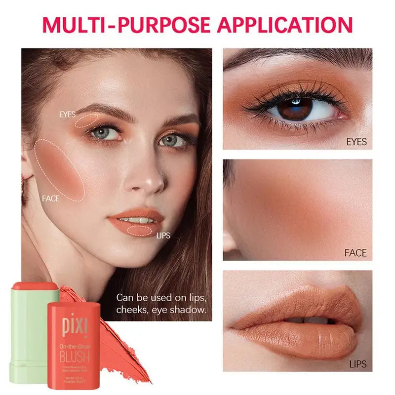 Natural Nude Cream Blush Stick for Cheeks & Lips - Buildable, Long-Lasting Makeup