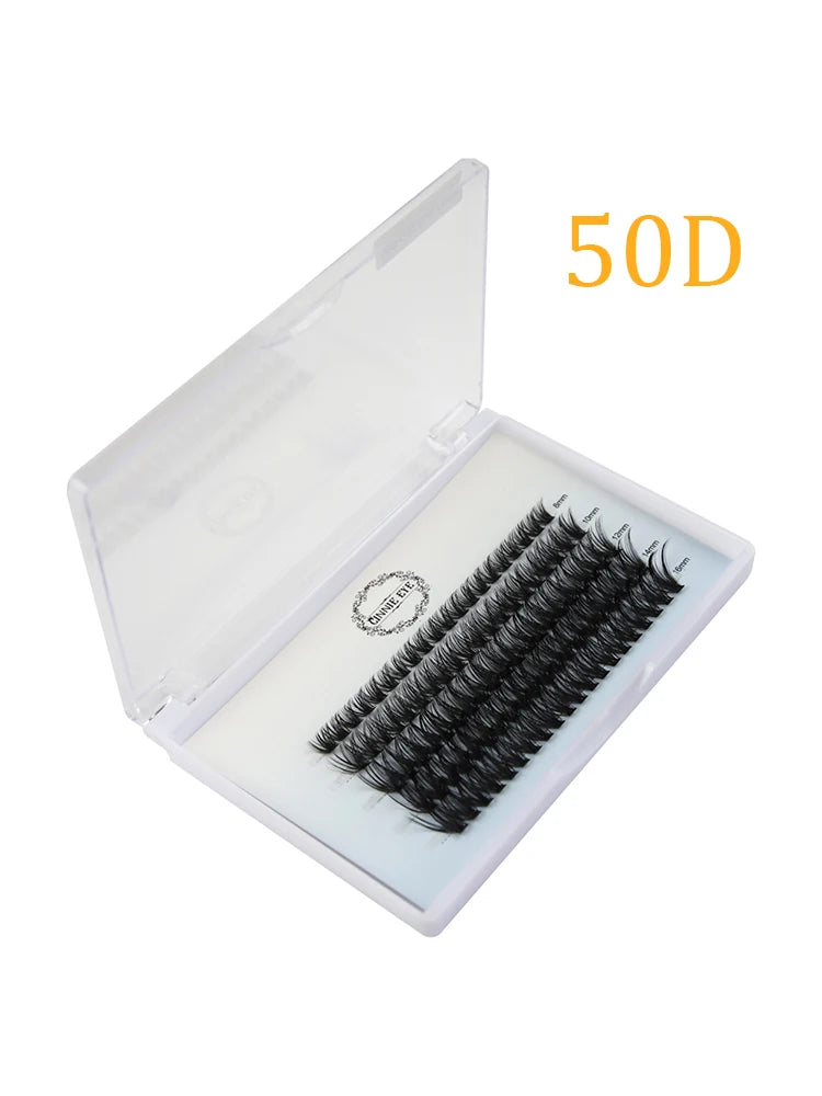 100 Bundles Cluster Eyelash Kit with Faux Mink Fans - Natural, DIY Ready Made Lashes