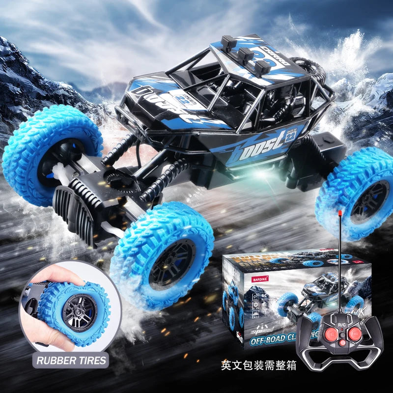 Remote Control Off-Road Car with Colorful Flashing Lights and Rubber Wheels - Suitable for Kids