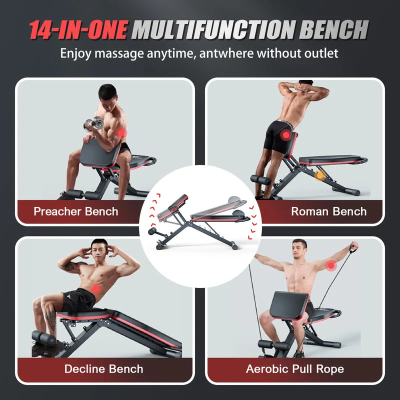 Foldable Multi-Functional Dumbbell Bench with 1000 lbs Capacity and 6 Adjustable Incline Levels
