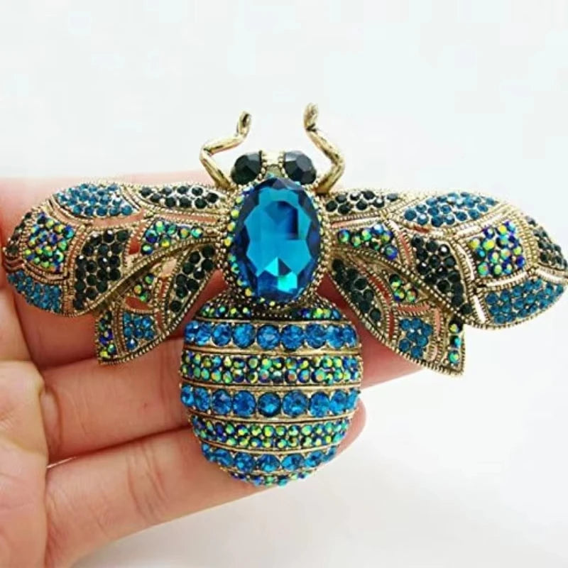 Vintage Crystal Bee Brooch Pin for Women Elegant Insect Rhinestone Jewelry