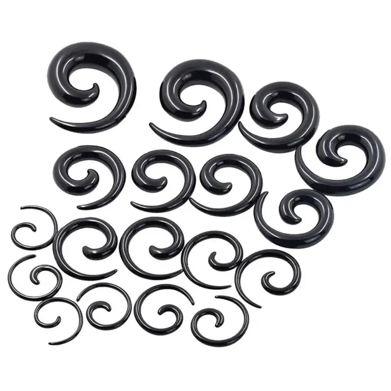 Ear Taper Kit Set for Body Piercing - Spiral Expander Plugs, 1.6mm-10mm