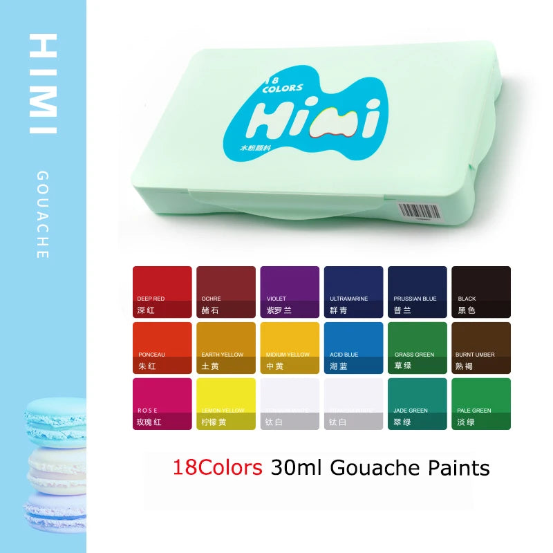 Jelly Gouache Paint Set 18/24 Colors - Portable Case for Artists & Beginners