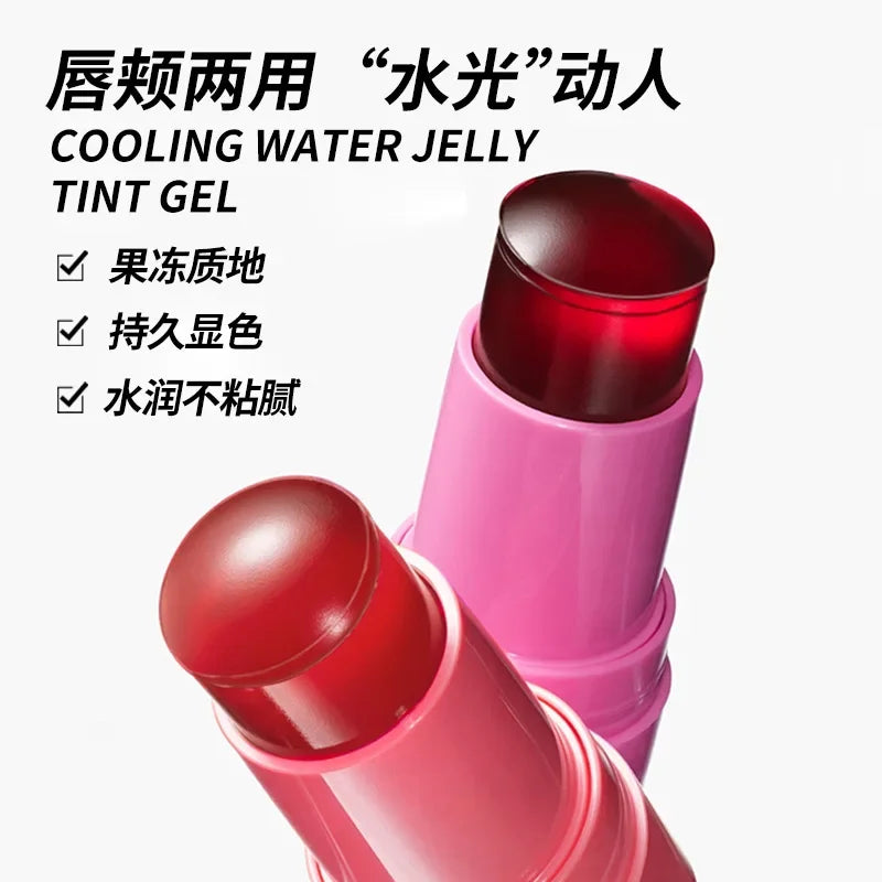 Multi-Use Jelly Tint Blush Stick for Lips Cheeks & Eyes - Water Moisturizing Cream Contour Makeup