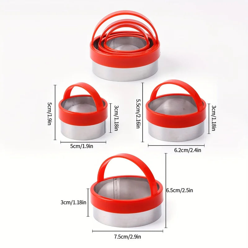 3Pcs Circular Stainless Steel Cookie Cutter Set for Baking and Pastry
