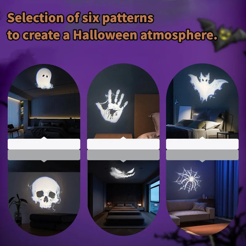 Halloween Ghost Skull LED Projector Night Light for Room Ceiling & Wall Decor