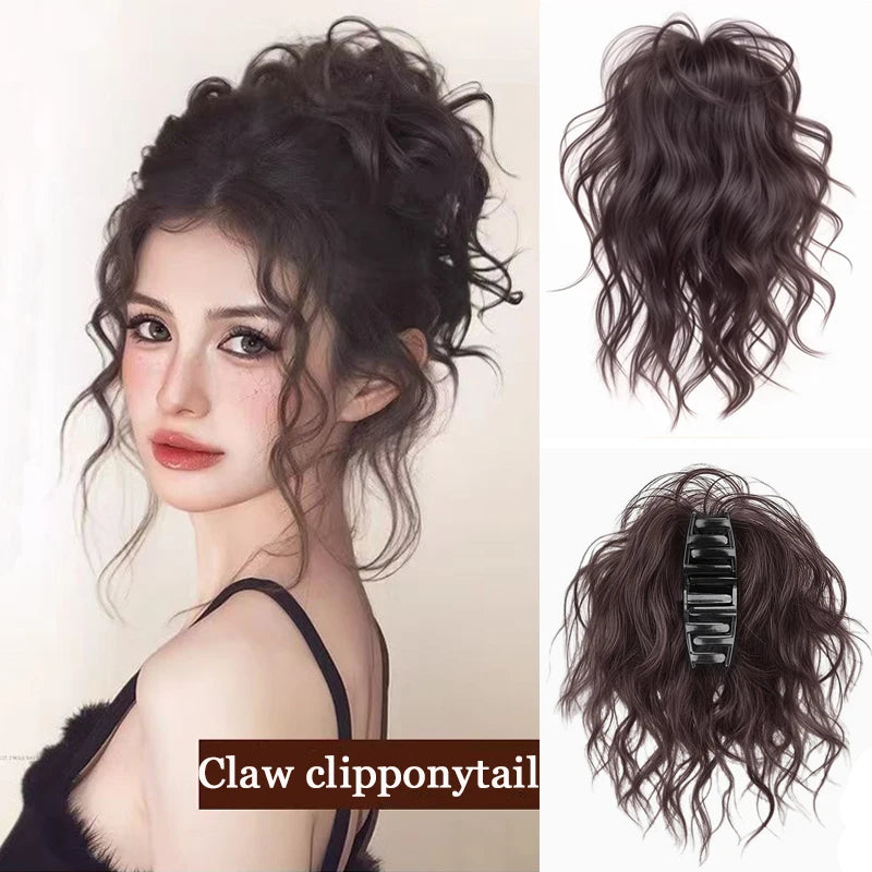 Short Curly Synthetic Claw Clip Ponytail Hair Extensions for Women - High Temperature Fiber Ponytail Hairpiece