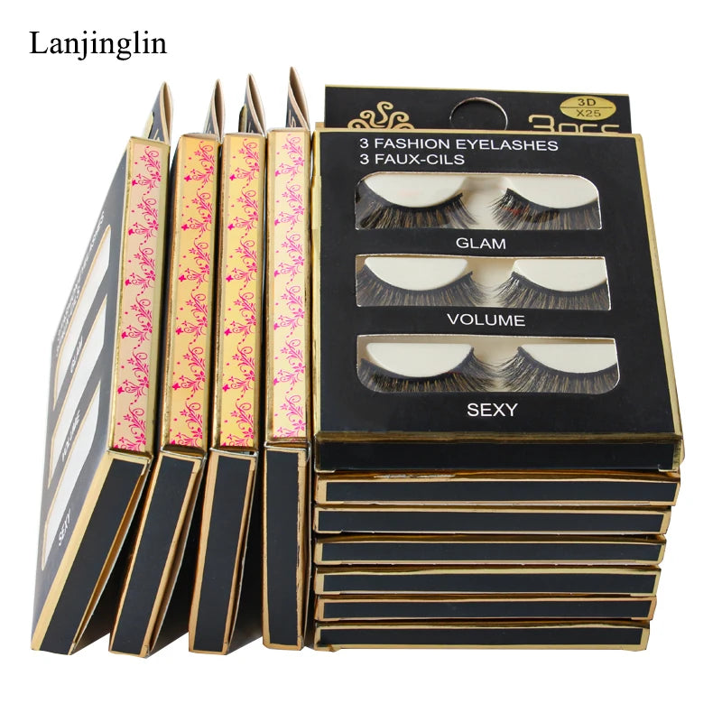 False Eyelash Sets 3D Faux Mink Full Strip Lashes Natural Short Style Wholesale