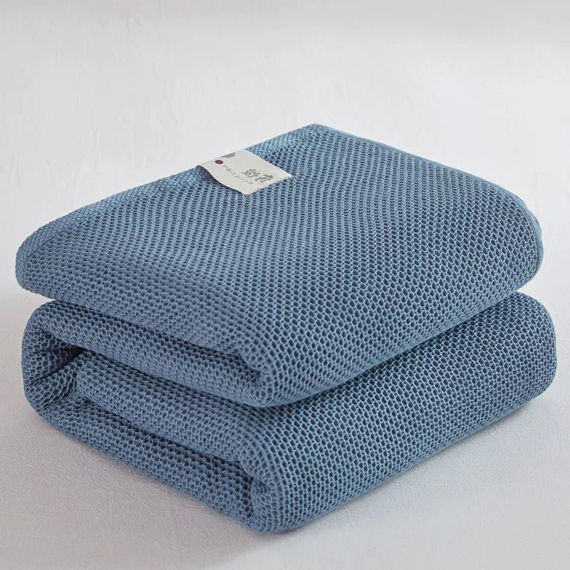 Cotton Bed Blanket Waffle Plaid Bedspread for Queen King & Sofa - Summer Quilt