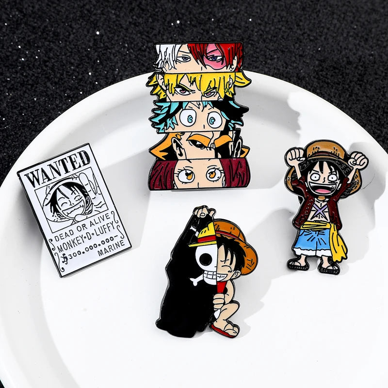 Anime Brooch Pins Set - Luffy Zoro Ace Sunny Go Matching Jewelry & Backpack Accessories