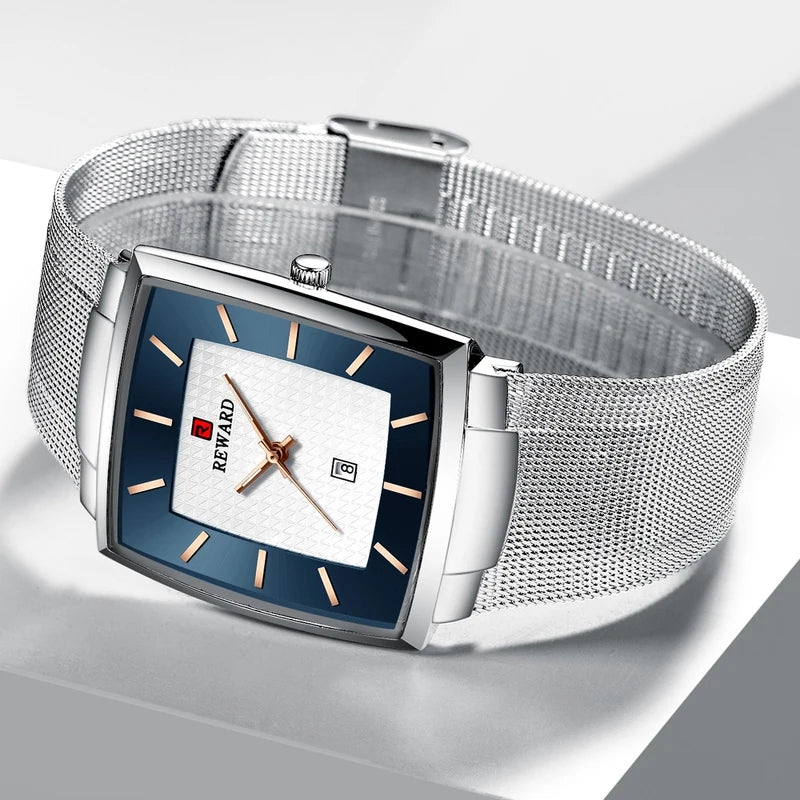 Luxury Men's Square Stainless Steel Waterproof Quartz Wristwatch – Top Brand