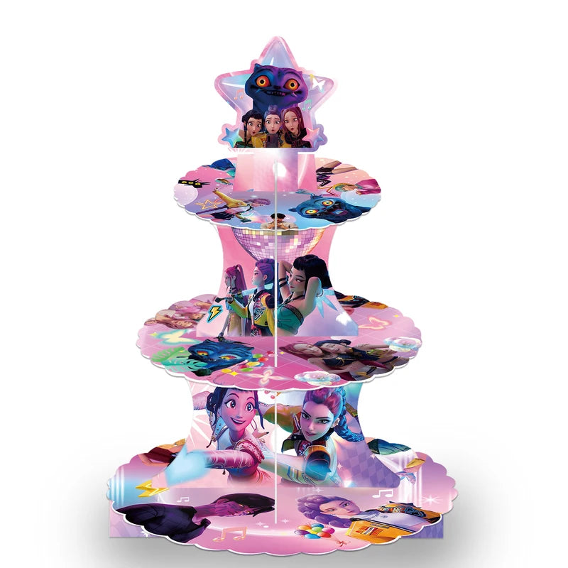 Halloween Demon Hunters Cake Stand 3-Layer Cupcake Display Decor