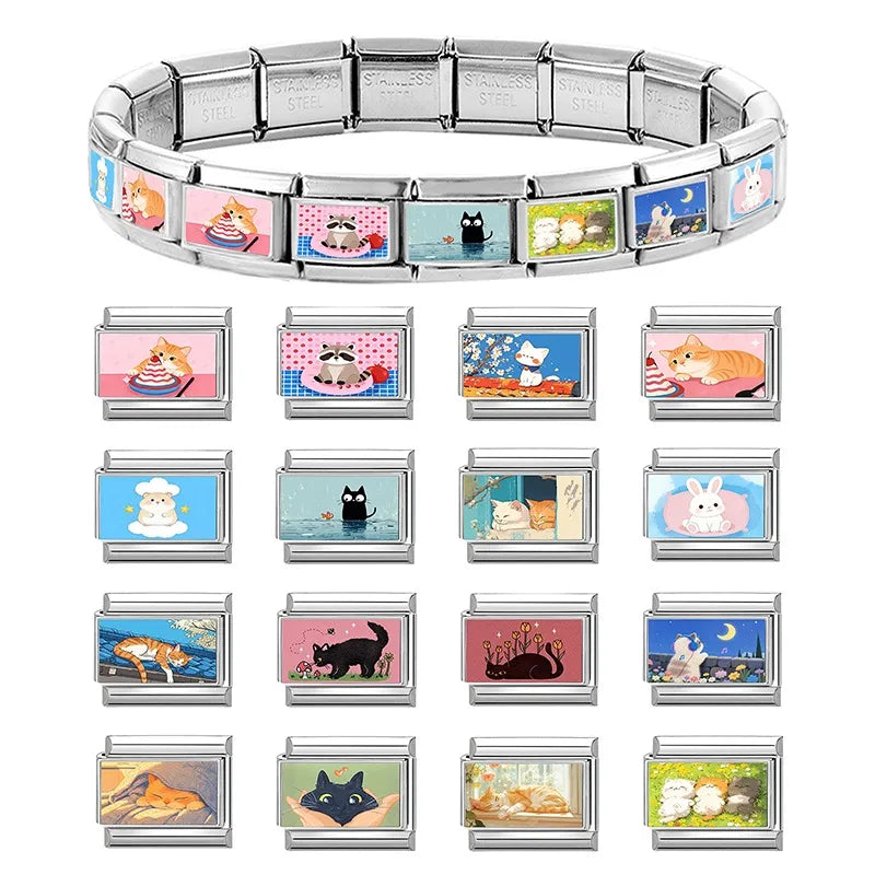 Women’s Charm Bracelet Kit - Customizable 9mm Stainless Steel Links Jewelry Gift