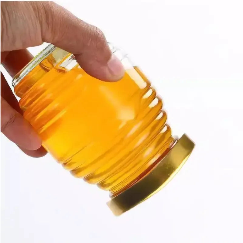 Mini Glass Honey Jar Set with Gold Lids and Accessories - 70ml, Multiple Colors