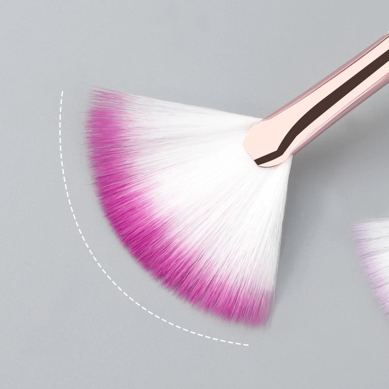 Practical Makeup Brushes Fan Set - Soft Portable Cosmetic Tools for Ladies & Girls