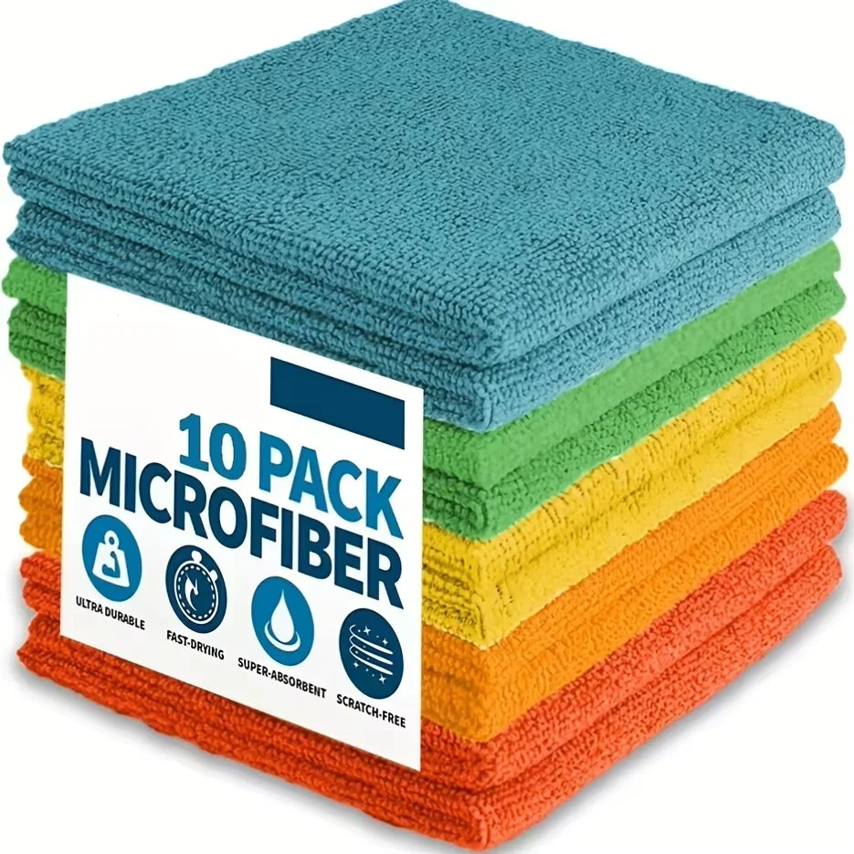 Microfiber Cleaning Cloths Set - Durable Absorbent Dish and Household Towels