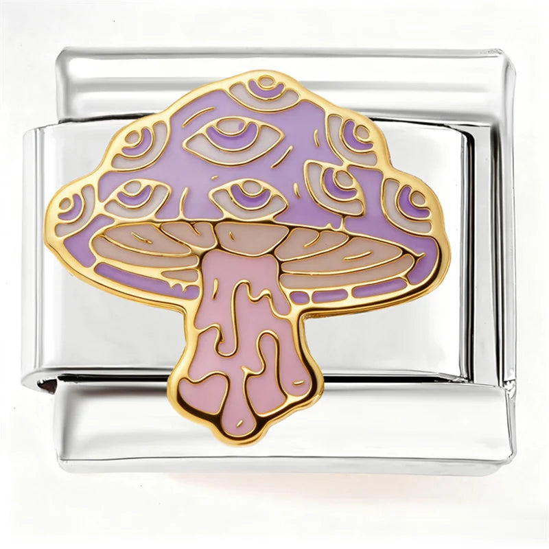 Colorful Cat Strawberry Mushroom Wings Charm Bracelet - Stainless Steel DIY Jewelry Making