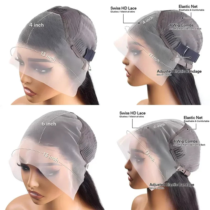 High-Quality Human Hair Wigs with Transparent Lace Front | Multiple Lengths & Colors