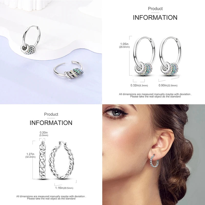 925 Sterling Silver Minimalist Pave U-Shape Hoop Earrings for Women - Gift-Ready