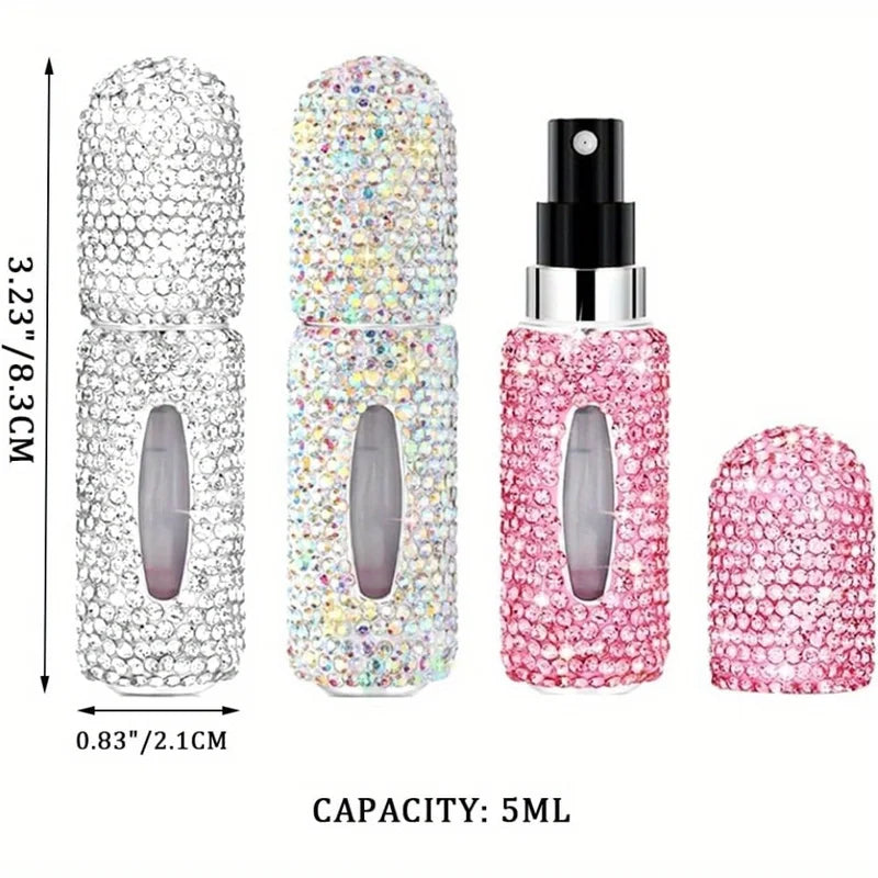Refillable Travel Perfume Spray Bottle 5ml Rhinestone Portable Dispenser Gift