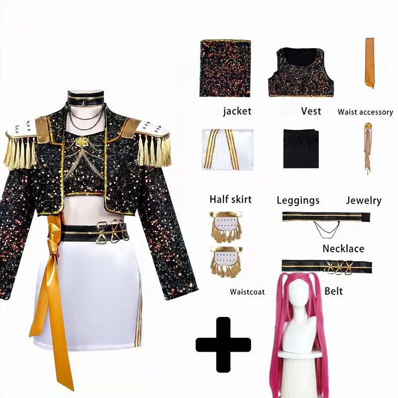 Halloween Cosplay Stage Performance Outfit with Wig - Role Play Suit