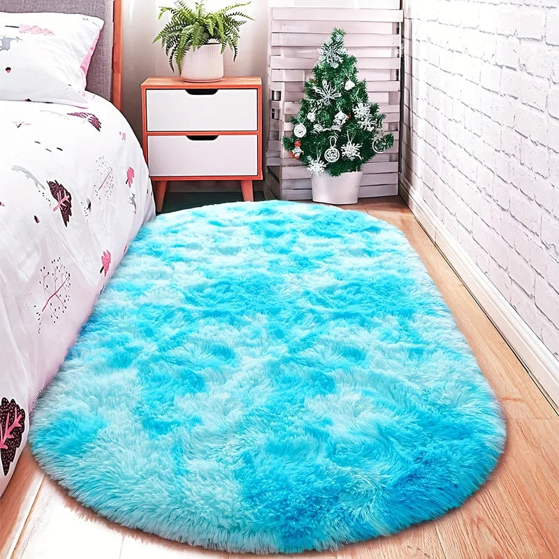 Dense Silk Carpet Floor Mat for Bedroom Living Room - Soft Long Hair Rug