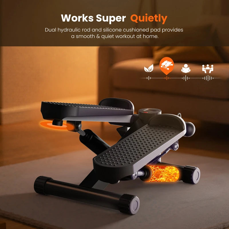Mini Stepper with Resistance Bands 300 LBS Capacity Compact Cardio Equipment
