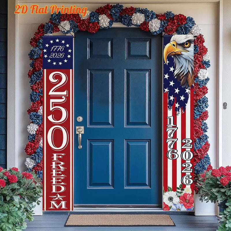 American Independence Day 250th Anniversary Flag Banners - Eagle & US Flag Decor