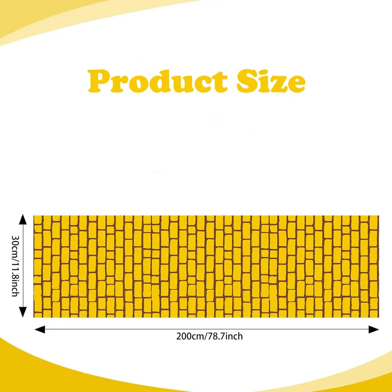 Yellow Brick Wall Backdrop for Halloween Wizard Cosplay Party Decorations - Long Floor Runner