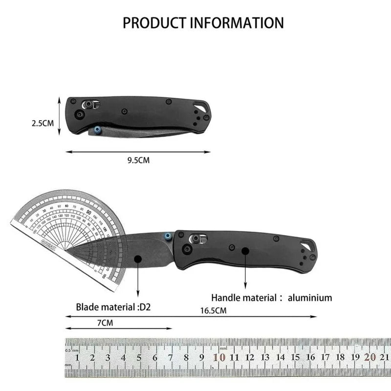 Mini Folding Knife with D2 Blade and Aluminum Handle - Multi-Color Outdoor Camping and Home Use