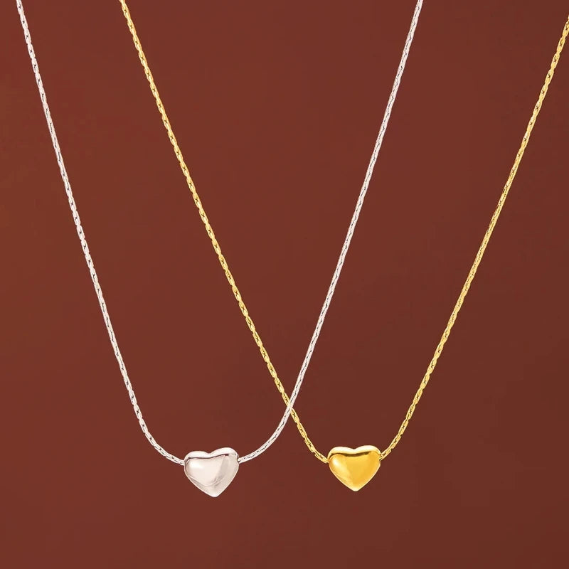 Waterproof Stainless Steel Mini Heart Pendant Necklace for Women Girls Jewelry Gift