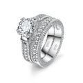 Elegant Wedding Engagement Ring Set - 925 Sterling Silver with Cubic Zirconia