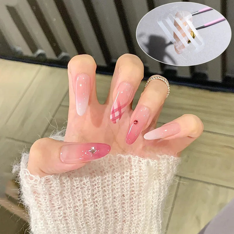 French Nail Sticker Set - Grid & Pattern Self-Adhesive Nail Art Decals