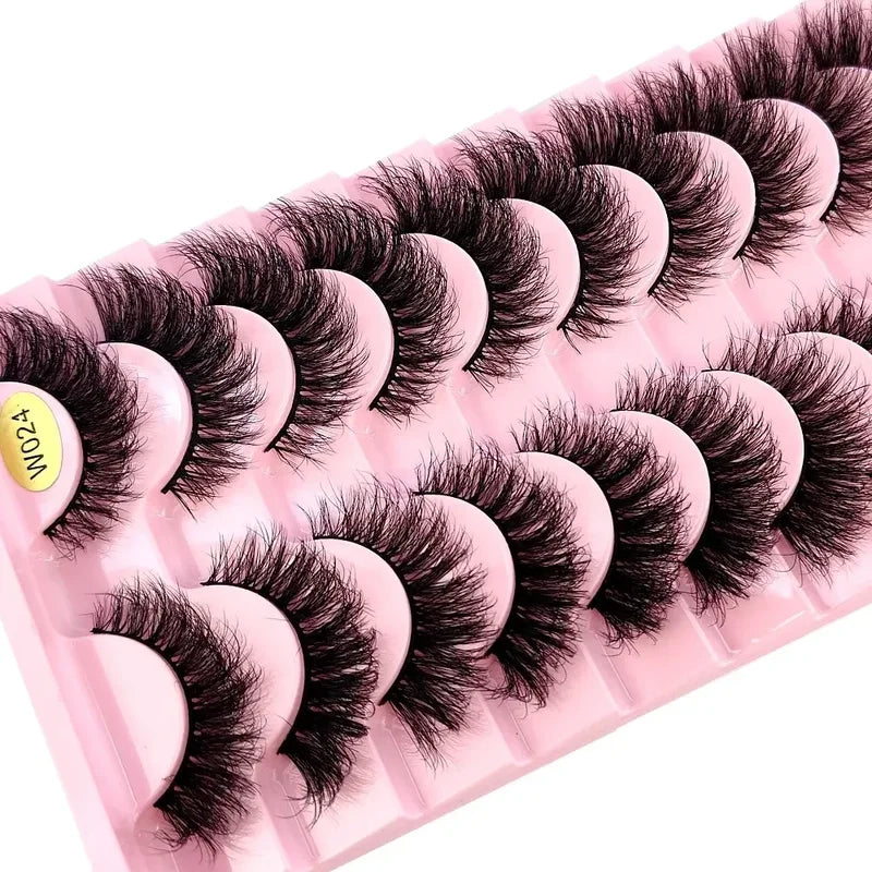 False Eyelash 10 Pairs Faux Mink Fluffy Dramatic Wispy Makeup Tools