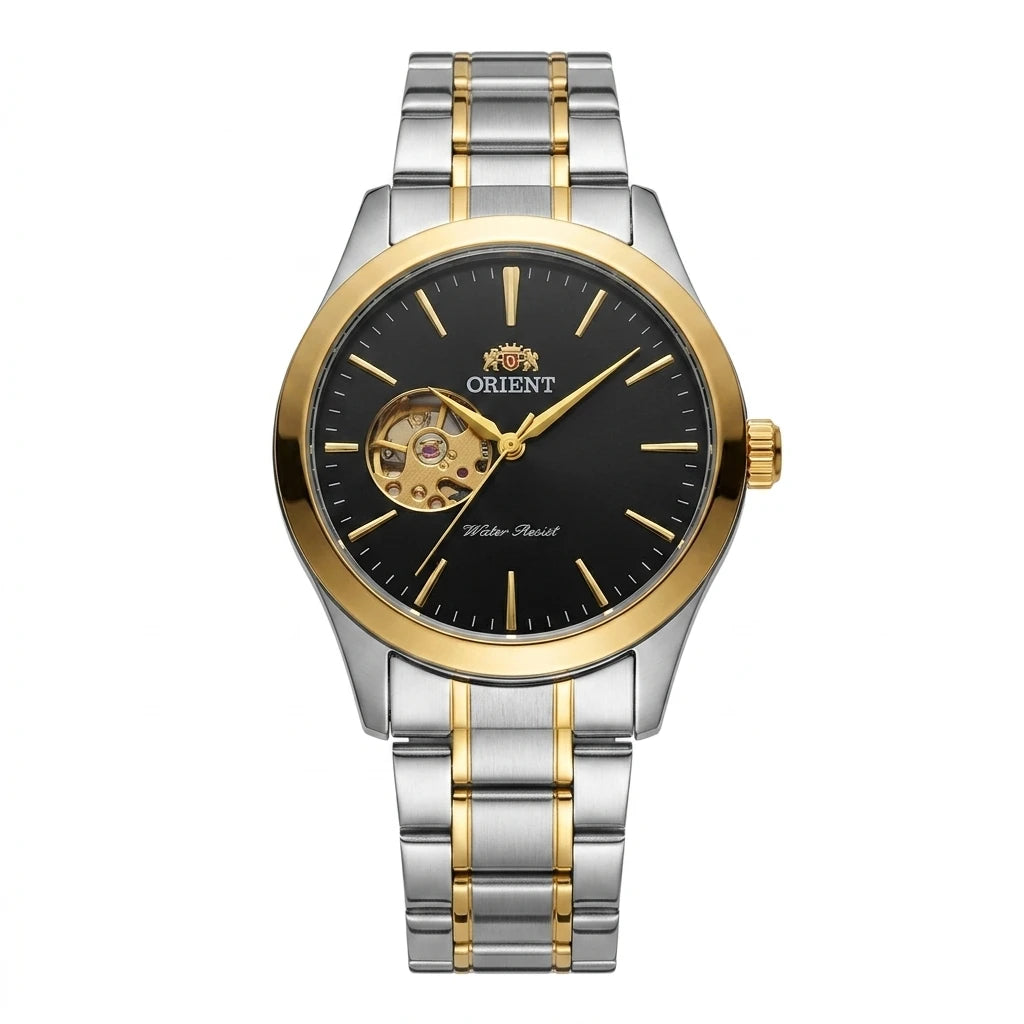 Men's Skeleton Automatic Dress Watch with Open Heart Dial - Stainless Steel, Water-Resistant