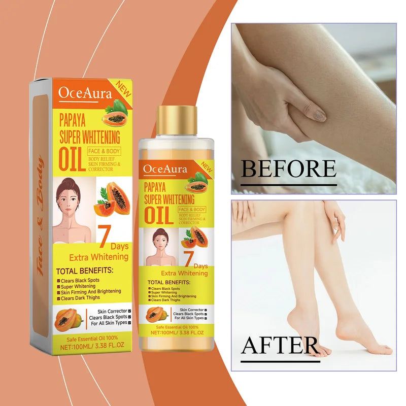 Whitening Body Oil with Papaya & Natural Extracts - Moisturizing Skin Rejuvenation
