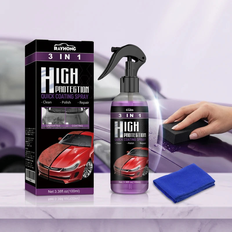 3-in-1 Car Coating Spray for Scratch Repair Oil Stain Removal & Gloss Restoration