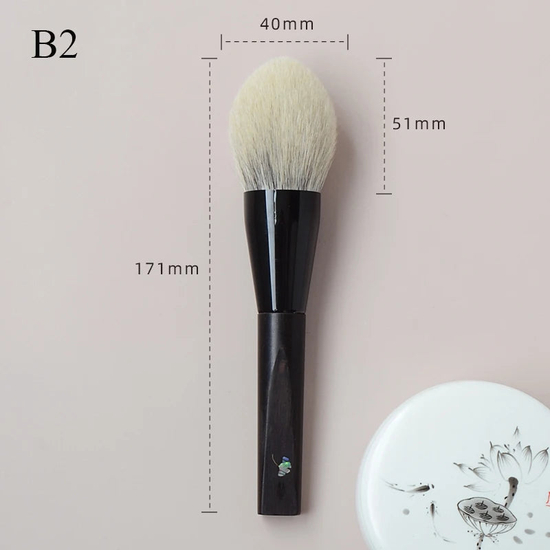 Handcrafted Makeup Brush Set with Canadian Squirrel and Goat Hair - Multiple Handle Colors
