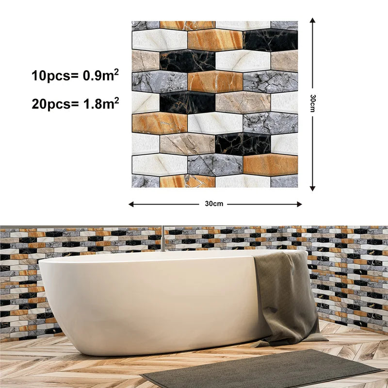 Removable 3D Brick Wall Stickers Self-Adhesive Waterproof Wallpaper for Living Room & Kitchen