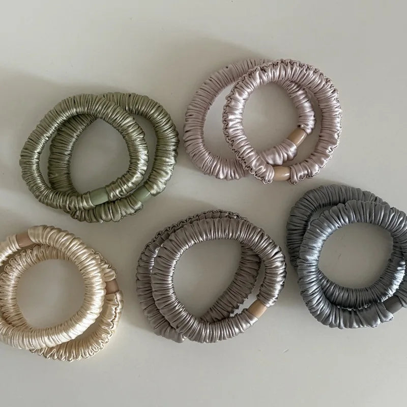Elastic Satin Hair Tie for Women - Solid Color Silk Scrunchie & Rubber Bands