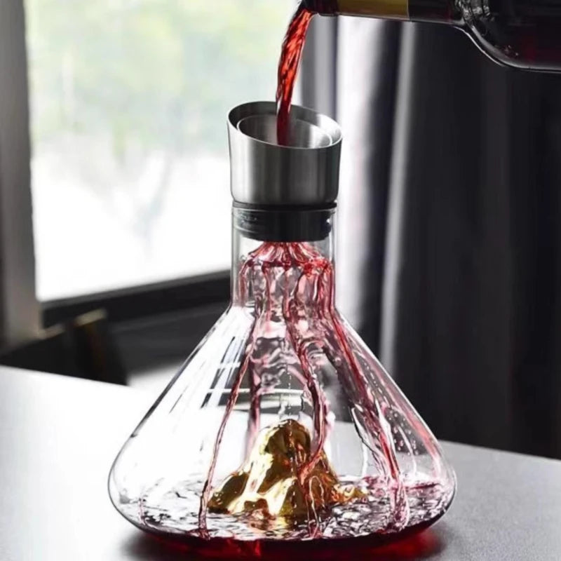 1500ML Crystal Wine Decanter with Pourer - Handmade Lead-Free Carafe for Wine & Whisky