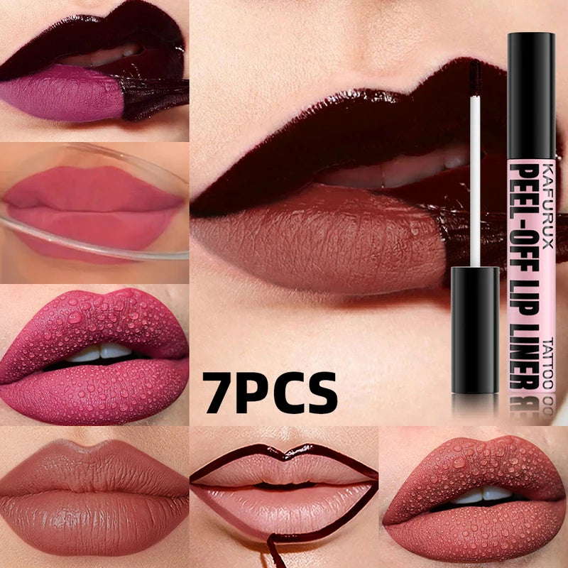 7-Piece Long-Lasting Waterproof Lip Stain Set - Pink & Red Shades