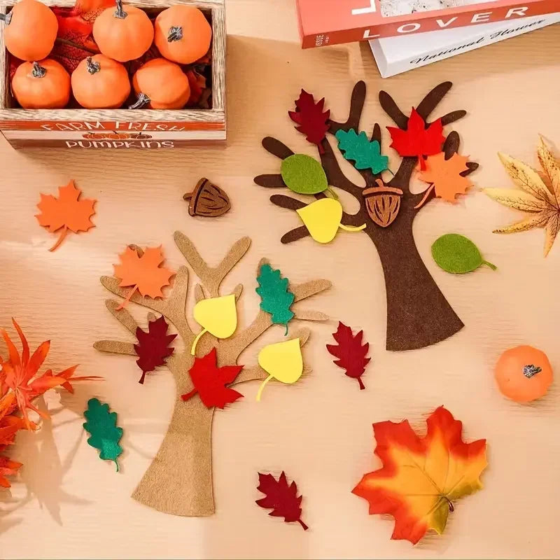 DIY Felt Tree Crafts Kit for Halloween Thanksgiving Christmas Wall Decor Set - 96 Pieces