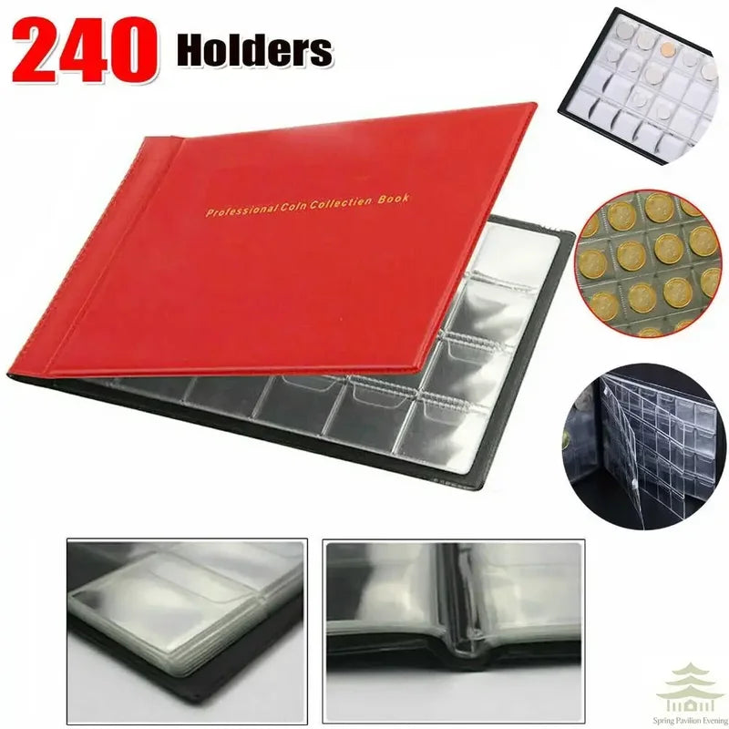 Coin Collection Holder with 240 Pockets PVC Album for Coins and Collectors