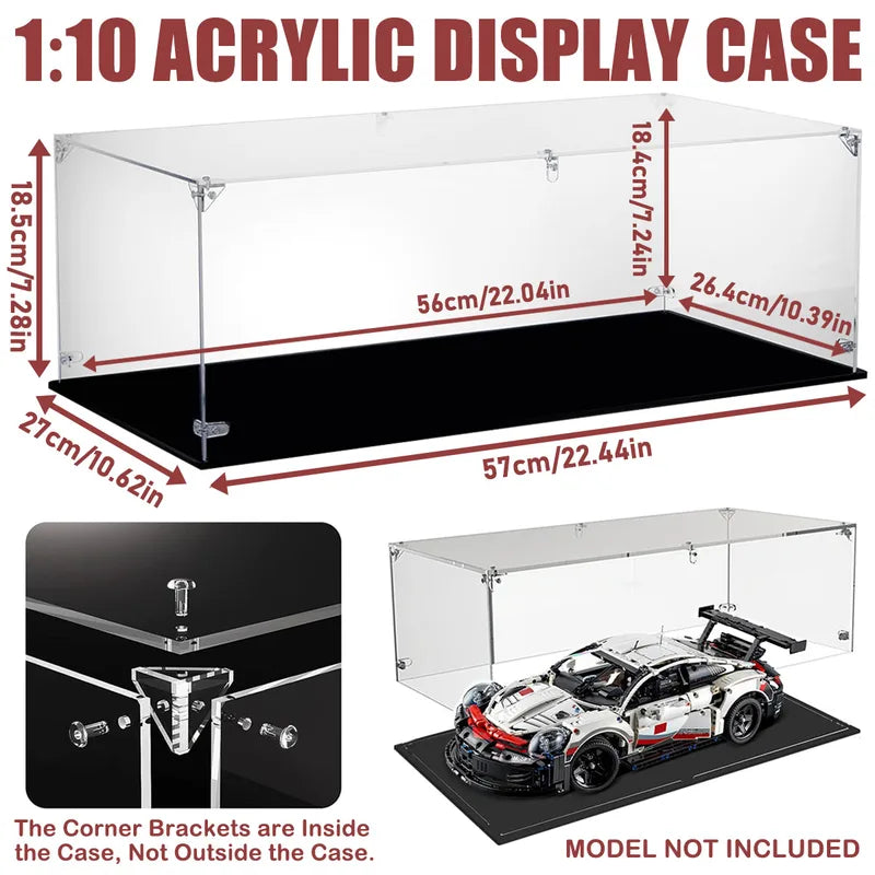 Acrylic Display Case for LEGO Cars Action Figures Collectibles 1:10 Scale