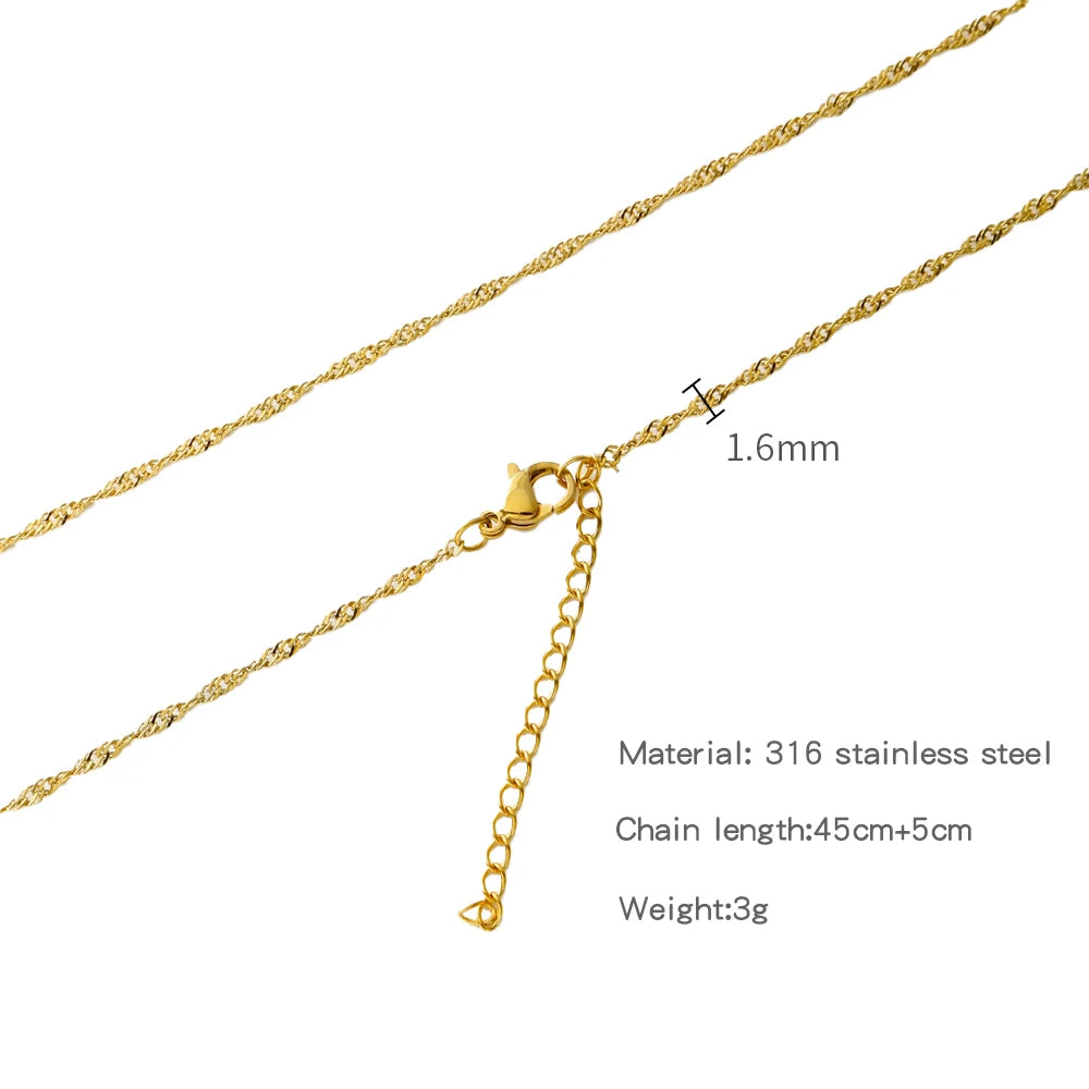 Stainless Steel Bead Chain Necklace for Women DIY Jewelry Making - Gold Plated