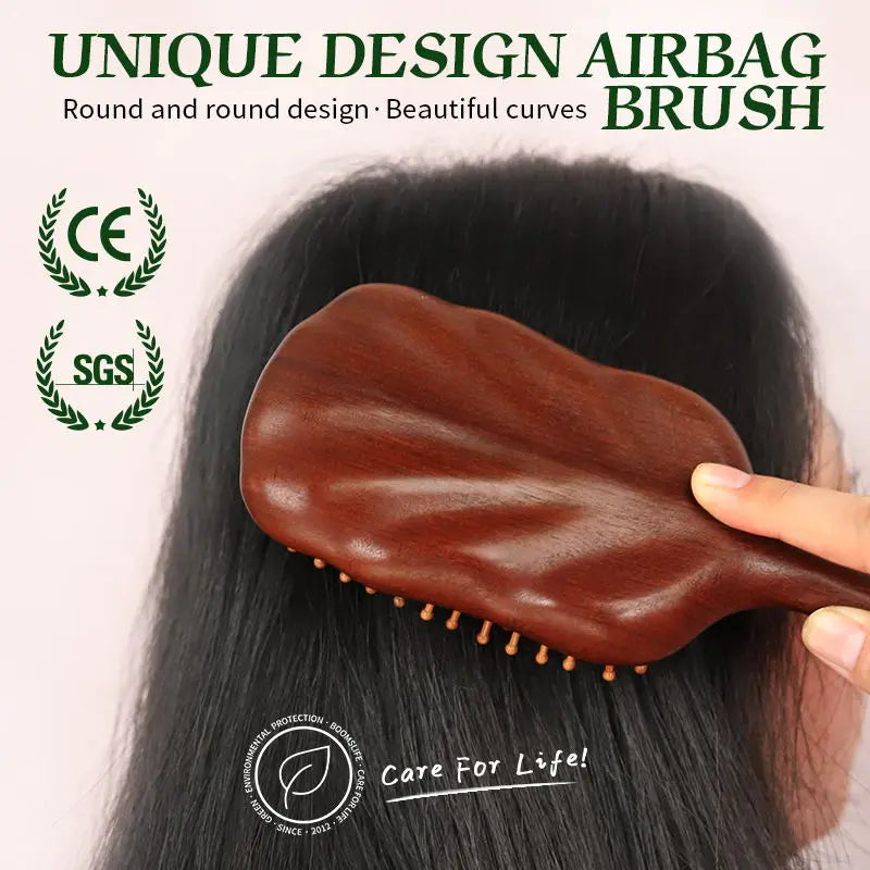 Detangling Wooden Hair Brush for Women - Wide Tooth Paddle Comb with Custom Name